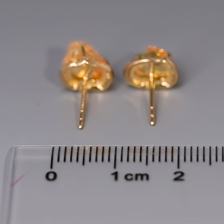 Asymmetrical Fire Opal Diamond Halo Earrings