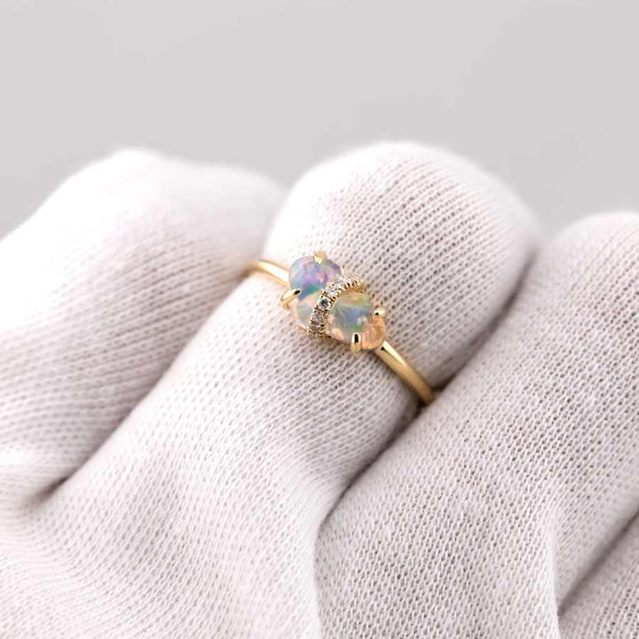 Beautiful Play of Color Fire Opal Engagement Ring