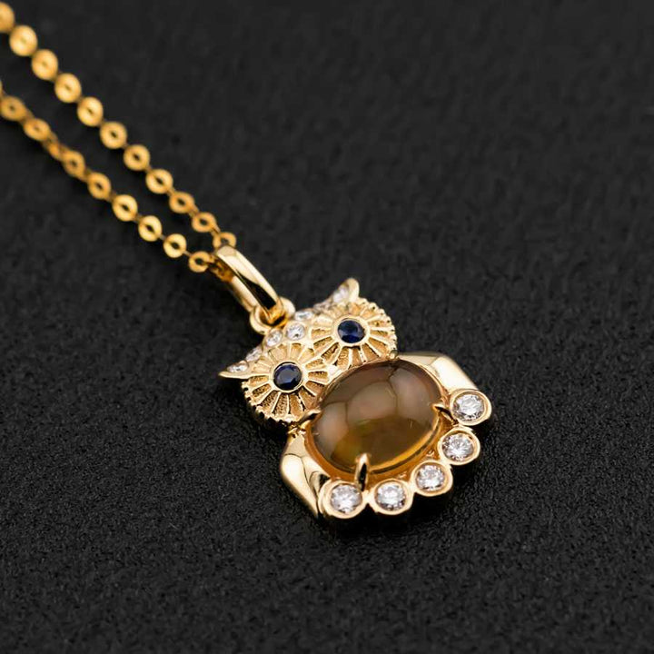 Owl Design Fire Opal Necklace