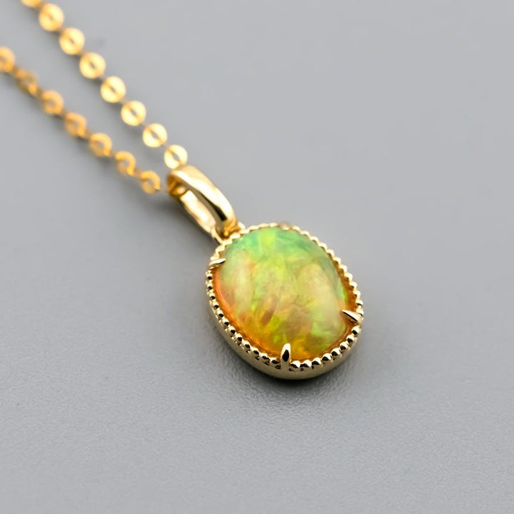 Minimal Oval Ethiopian Opal Necklace
