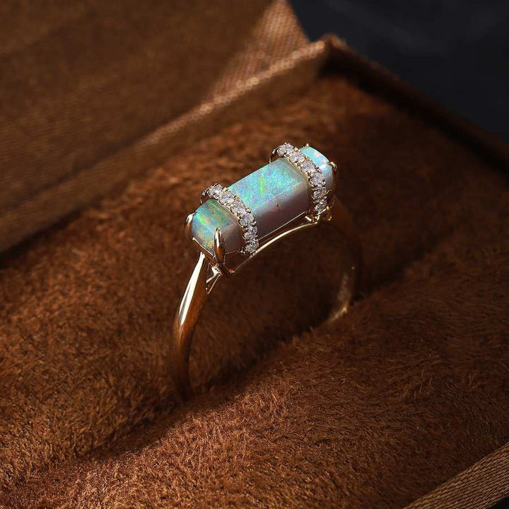 Rectangle Black Opal Ring