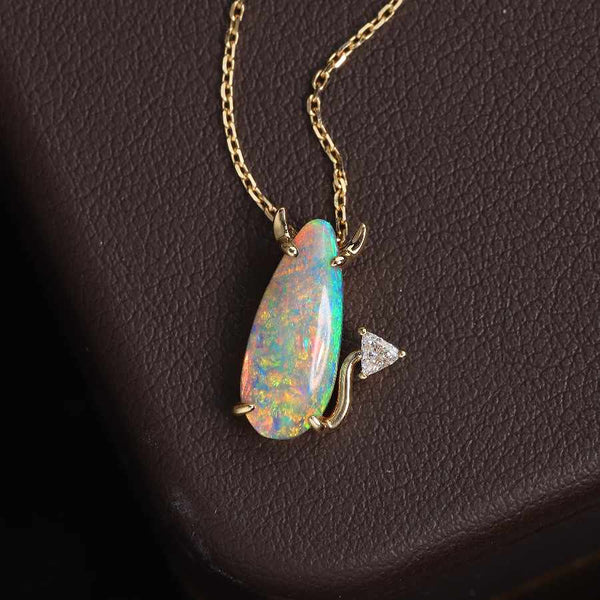 Little Devil - Semi-Black Opal Diamond Necklace