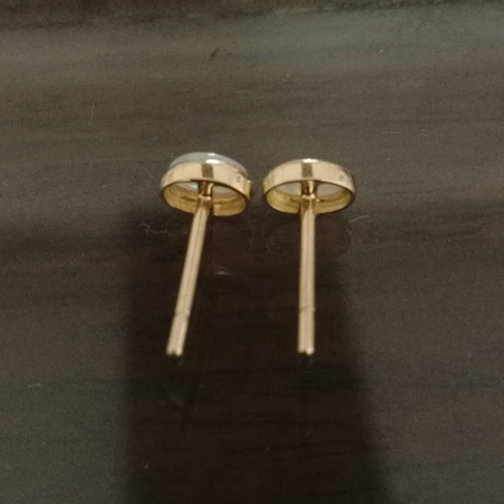 14K Yellow Gold Small Oval Australian Solid Opal Stud Earrings-3