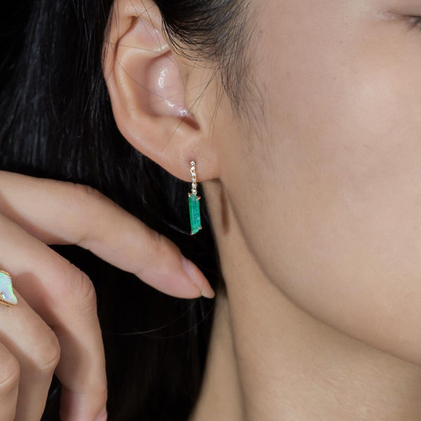 Colombian Emerald Diamond Drop Earrings