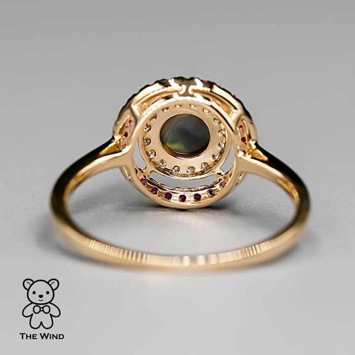 Australian Black Opal Diamond Engagement Ring-5