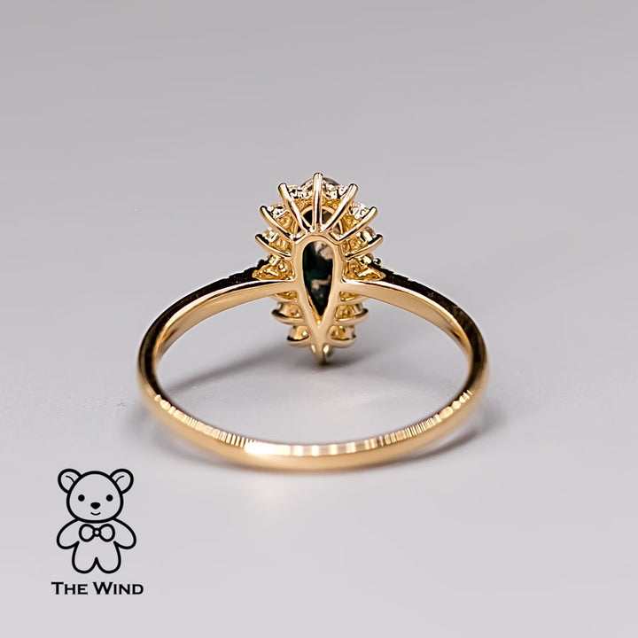 Australian Black Opal & Halo Diamond Engagement Ring-3