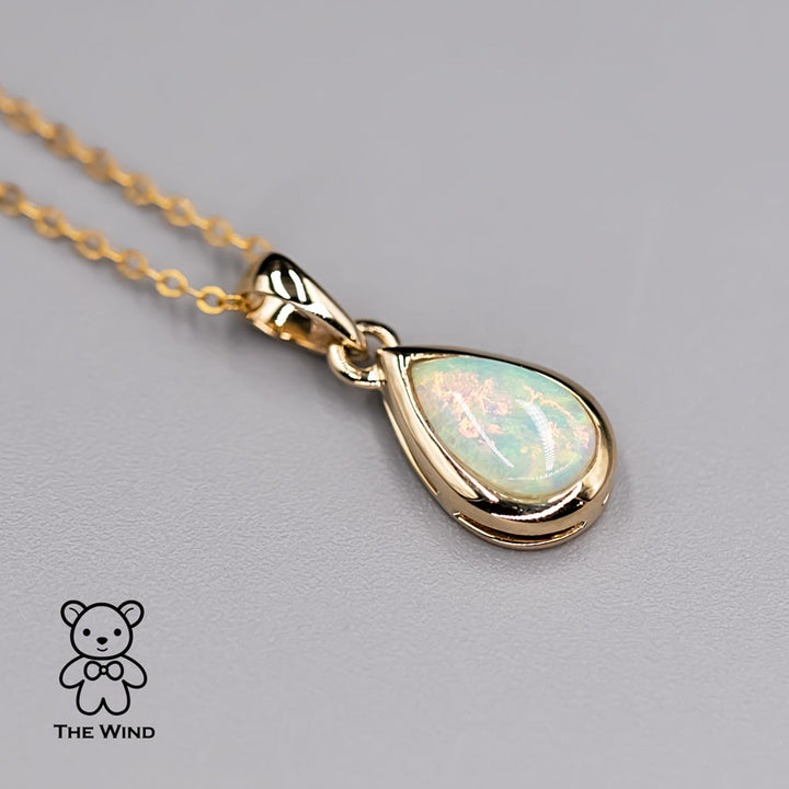 Beautiful Pear Shaped Australian Solid Opal Pendant Necklace-2