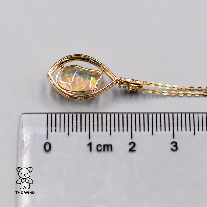 Pear Shaped Pendant Mexican Fire Opal Diamond-3