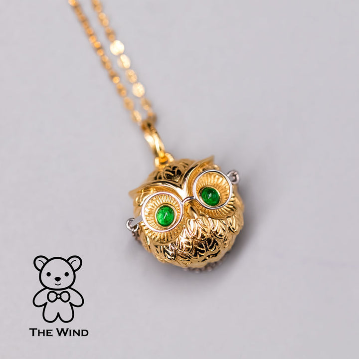Dr. Owl Emerald Pendant Necklace-3