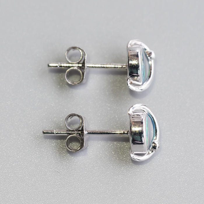 Earth Moon Design Australian Doublet Opal & Diamond Stud Earrings-5