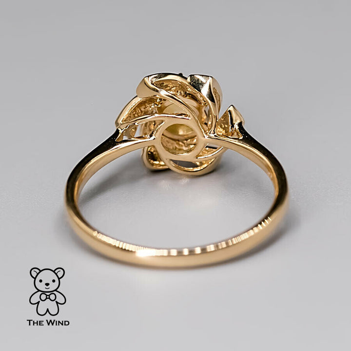 Flower Design Australian Solid Opal Diamond Engagement Wedding Ring-5
