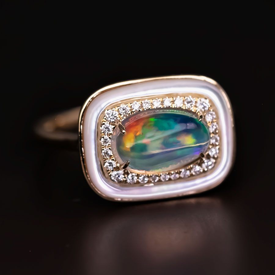 Mexican Red Fire Opal Engagement Rings - Shop Now