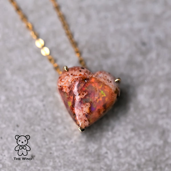 Heart Matrix Fire Opal Necklace-1