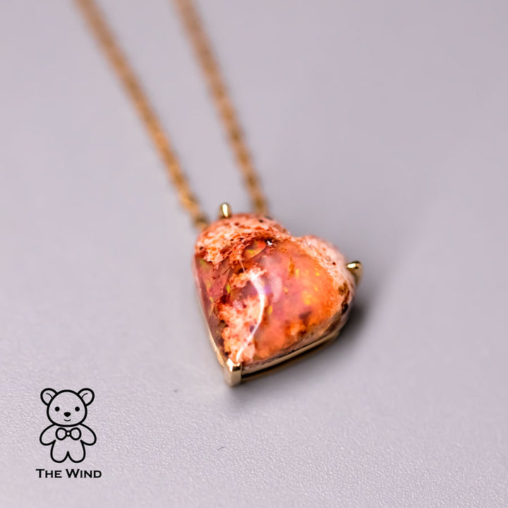 Heart Matrix Fire Opal Necklace-2
