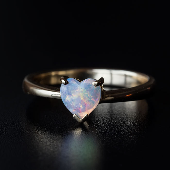 Opal heart engagement deals ring