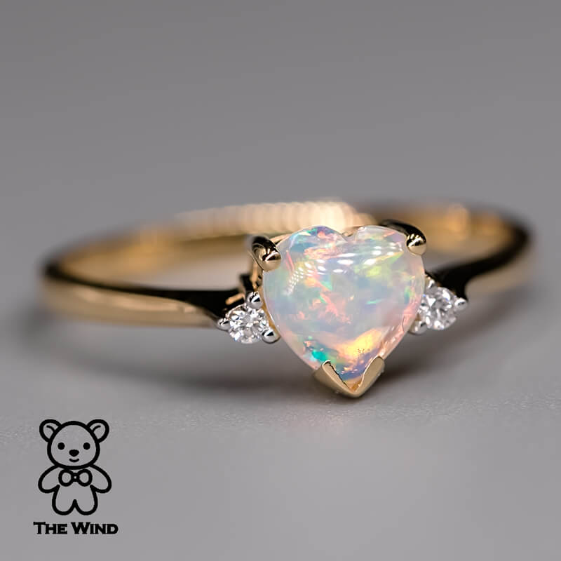 Heart shaped sale opal engagement ring