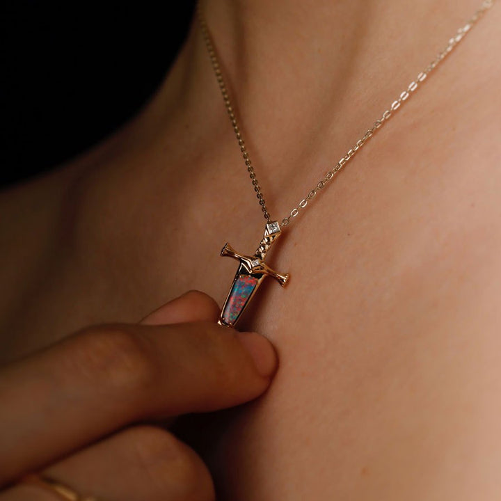 Knight Sword Opal Necklace