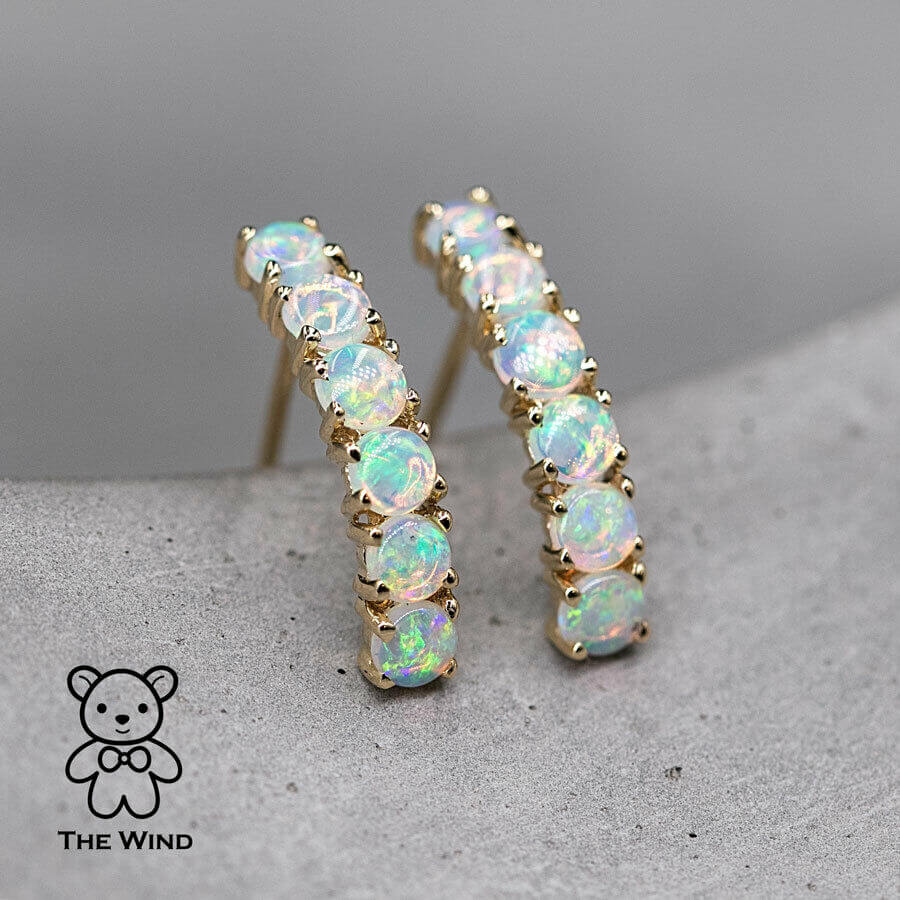 Bright Australian Doublet Opal Oval Shaped Stud Earrings 18K Yellow Bright Australian Doublet Opal Oval Shaped Stud Earrings 18K Yellow