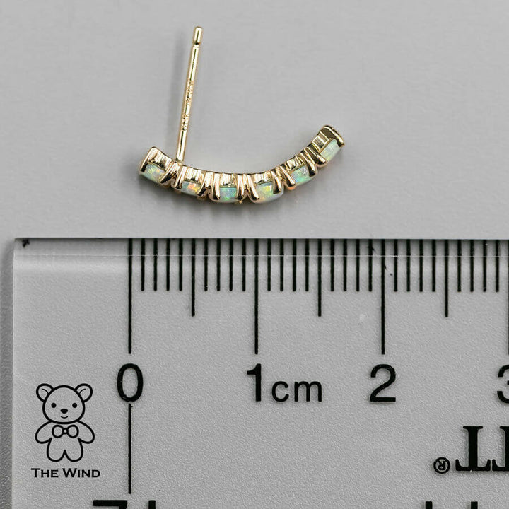 Minimalist Australian Solid Opal Curved Stud Earrings-4