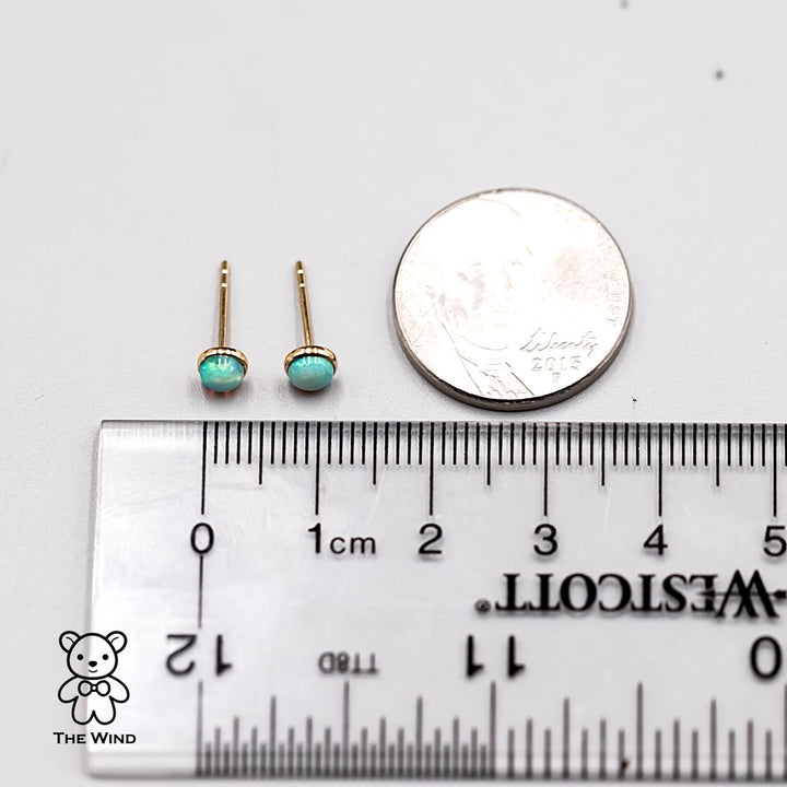 Minimalist Australian Solid Opal Round Stud Earrings-8