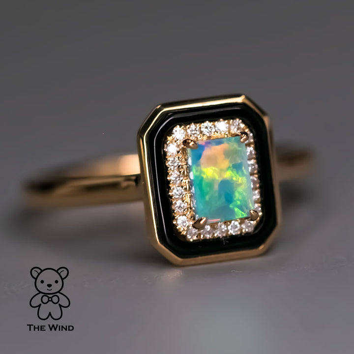 Opal Agate Diamond Engagement Ring-2