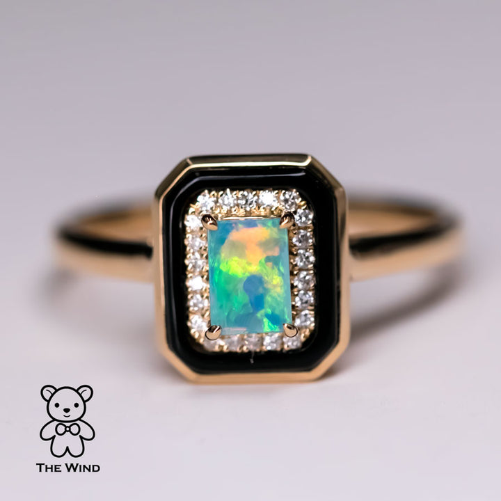 Opal Agate Diamond Engagement Ring-3