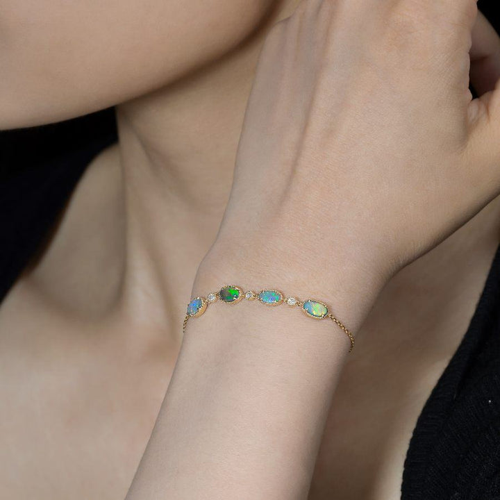 Beautiful Australian Black Opal Diamond Bracelet
