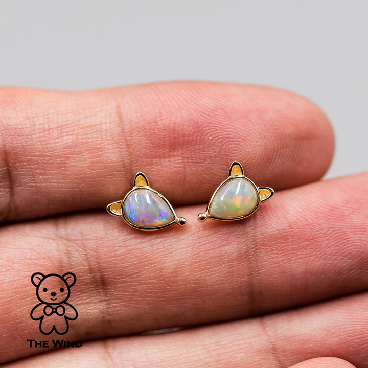 Little Fox Australian Solid Opal Stud Earrings-6