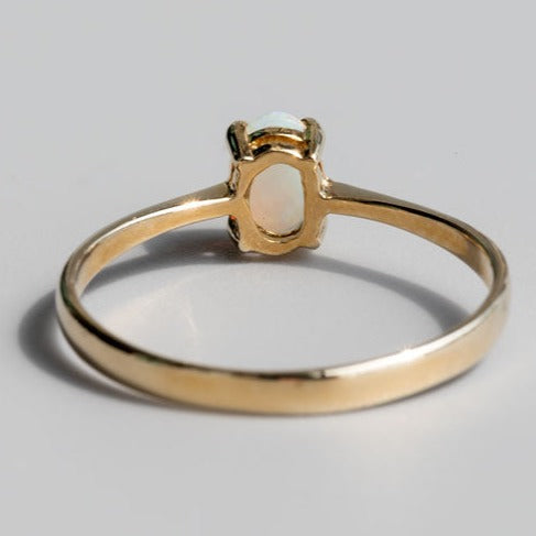 Minimalist Oval Shaped Australian Solid Opal Ring-5