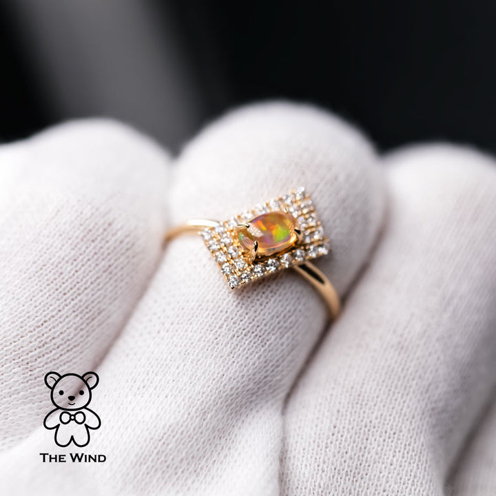 Stylish Mexican Fire Opal Engagement Ring