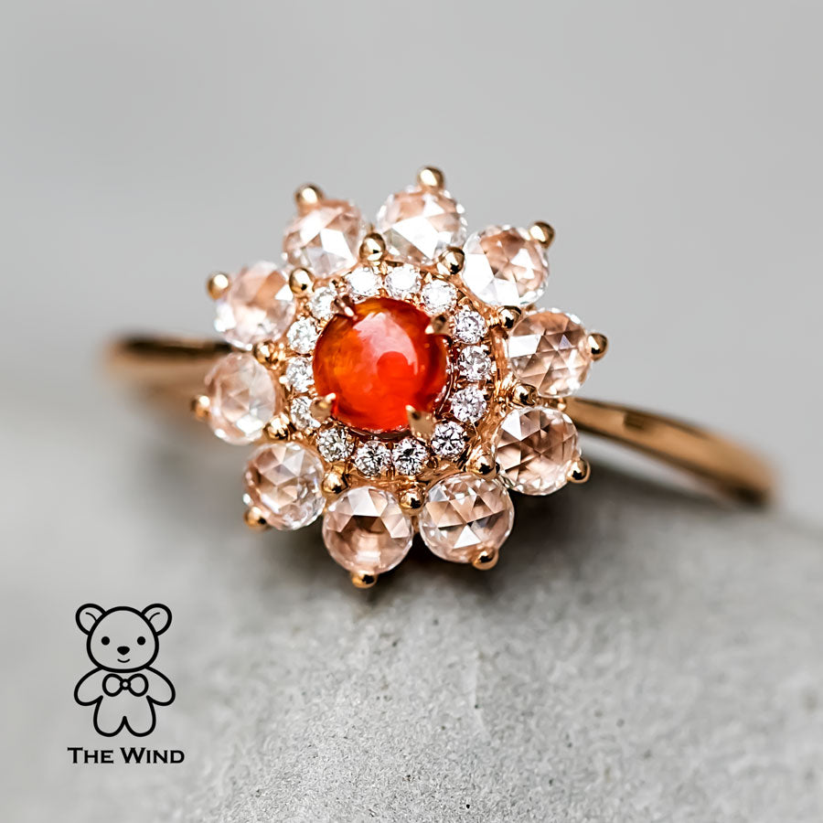 Top-Quality Fire Opal and Diamond Engagement Ring At An Affordable Price