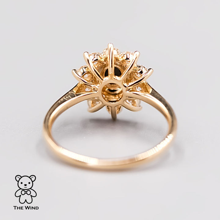 0.835ct Halo Diamond Australian Black Opal Engagement Wedding Ring-3