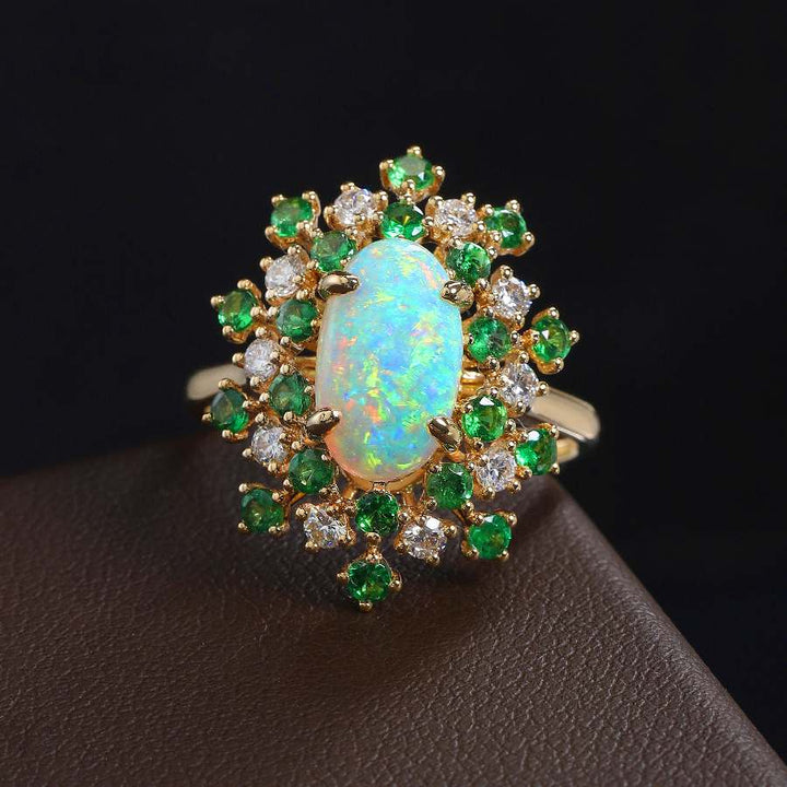 Lightning Ridge Black Opal & Diamond Engagement Ring