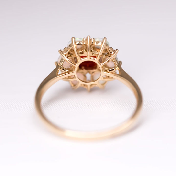 The Precious - Sugarloaf Cut Fire Opal Diamond Ring