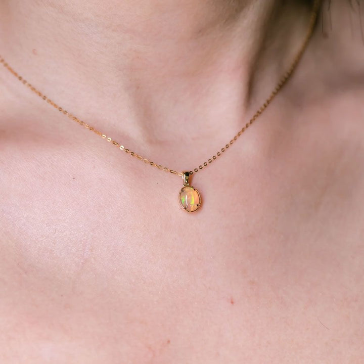 Minimal Style Ethiopian Opal Necklace