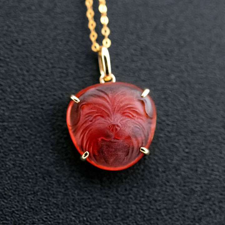 Bichon Dog Fire Opal Necklace