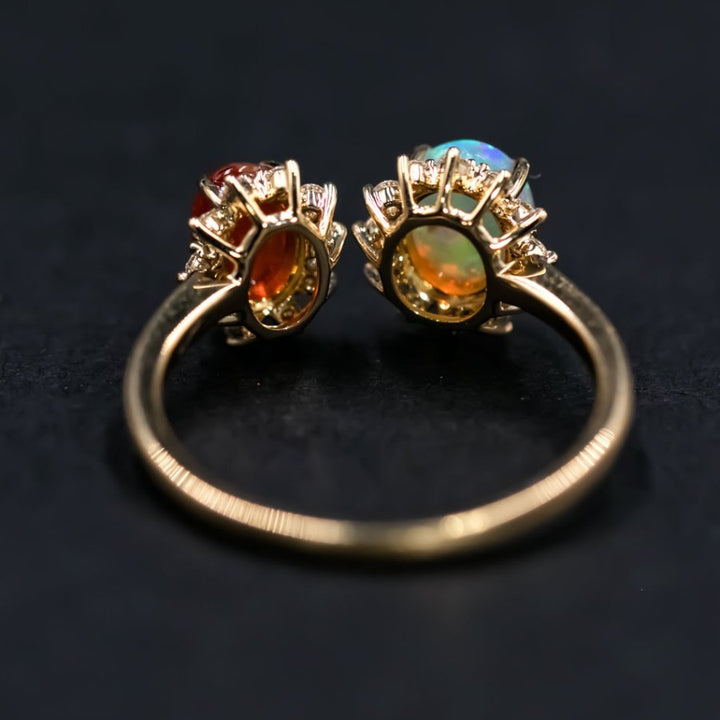 Satin Finish Opal Diamond Ring