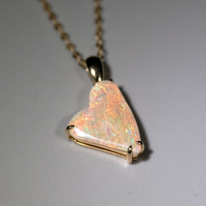 Heart Shaped Semi-Black Opal Necklace