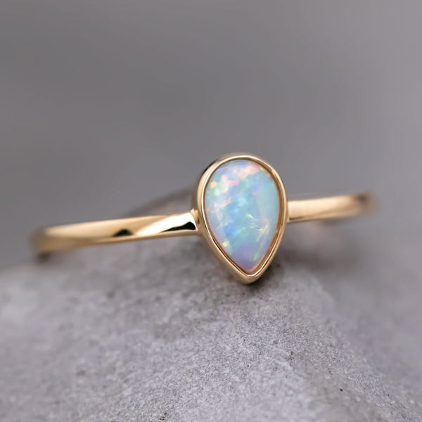 Minimalist Pear Shaped Opal Ring