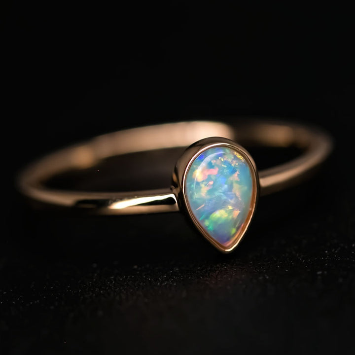 Minimalist Pear Shaped Opal Ring