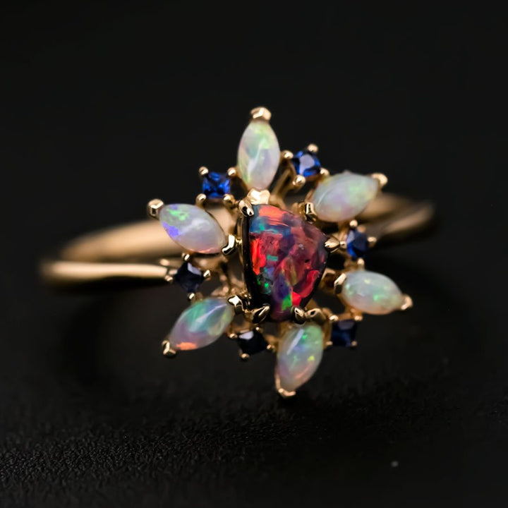 Fire Works Opal Sapphire Engagement Ring