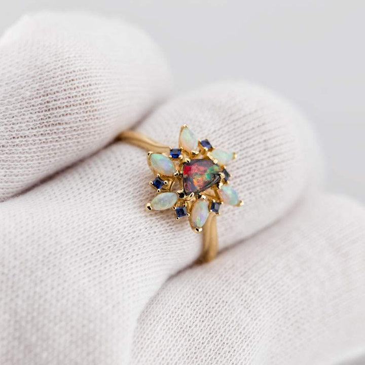 Fire Works Opal Sapphire Engagement Ring