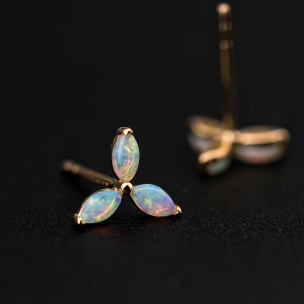 Flower Design Opal Stud Earrings