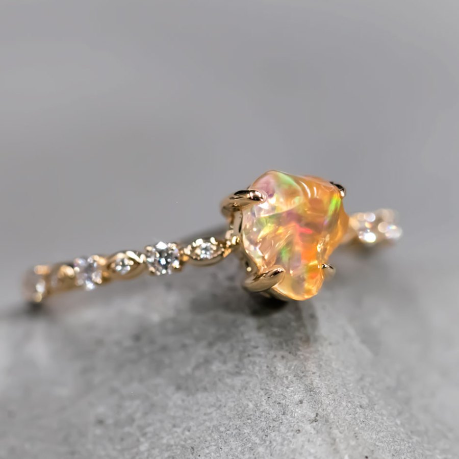 Mexican fire online opal engagement ring