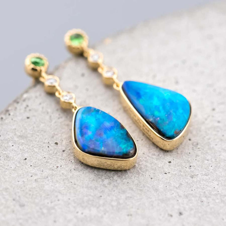 Black Opal Diamond Drop Earrings