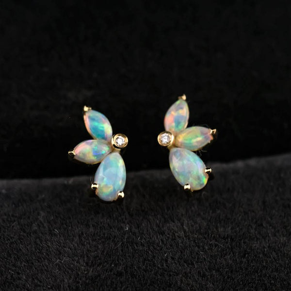 Butterfly Opal Diamond Earrings
