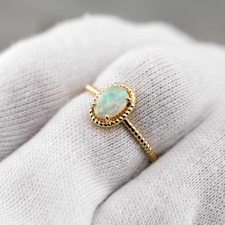 Twisted Band Opal Engagement Ring