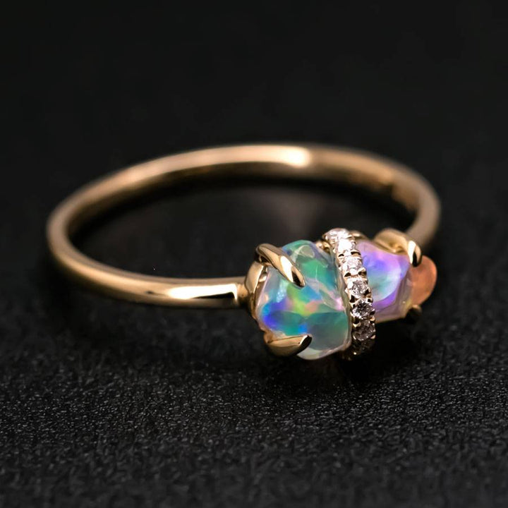 Beautiful Play of Color Fire Opal Engagement Ring