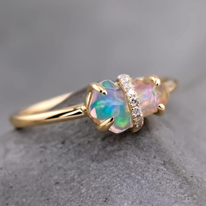 Beautiful Play of Color Fire Opal Engagement Ring