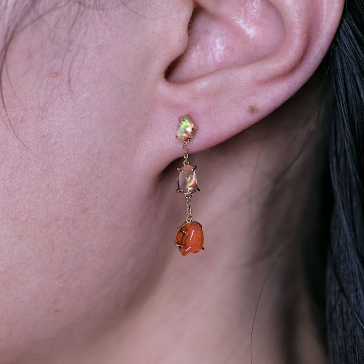 Drop Earrings Fire Opal